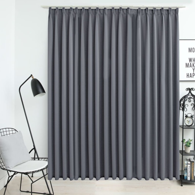 Cortina blackout com ganchos 290x245 cm cinzento-Persianas e cortinas-Home Retail