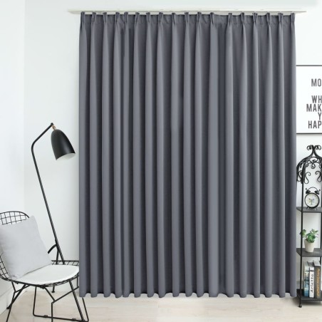 Cortina blackout com ganchos 290x245 cm cinzento