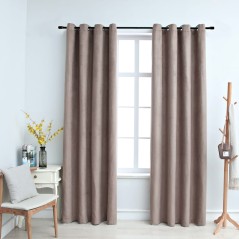 Cortinas opacas c/ argolas 2 pcs 140x245 cm cinza-acastanhado