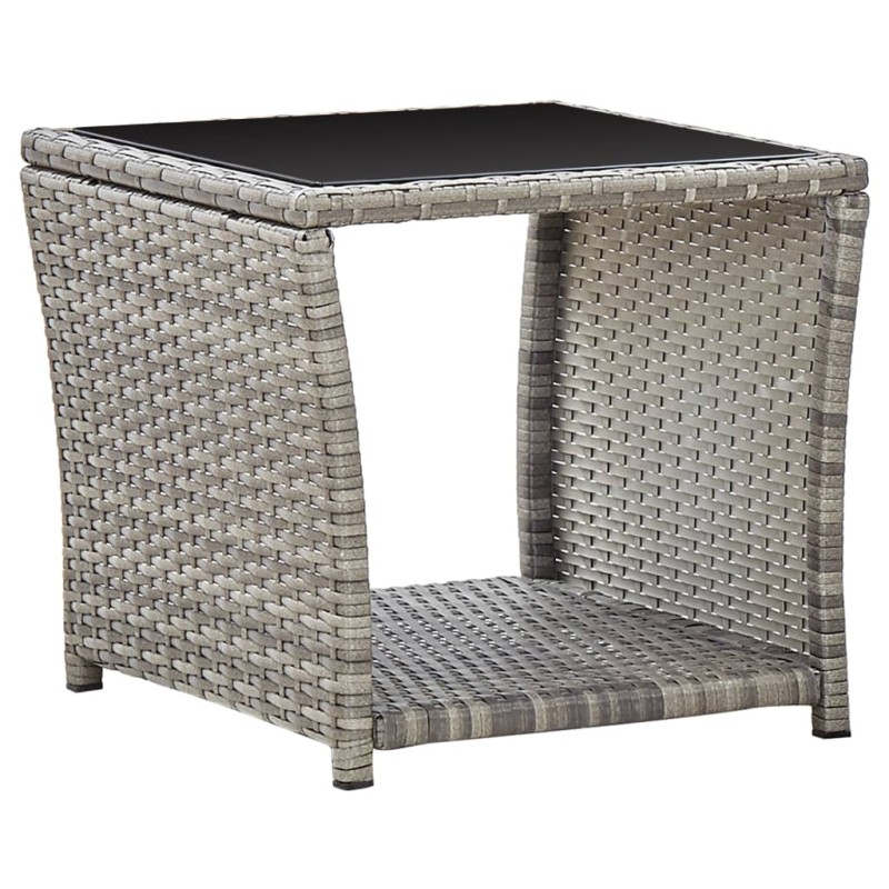 Mesa de centro 45x45x40 cm vime PE e vidro cinzento-Mesas de jardim-Home Retail