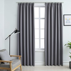 Cortinas blackout com ganchos 2 pcs 140x225 cm cinzento