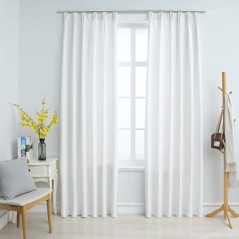 Cortinas blackout com ganchos 2 pcs 140x225 cm branco sujo