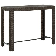 Mesa de bar para jardim 140,5x60,5x110,5 cm vime PE castanho