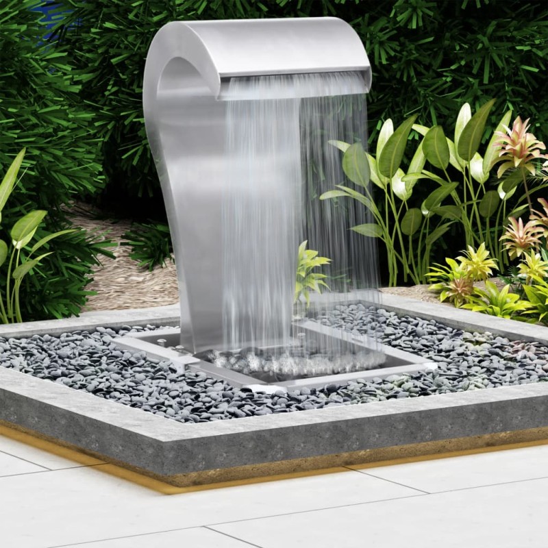 Cascata de jardim 52,4x34,2x82 cm aço inoxidável prateado-Fontes artificiais-Home Retail