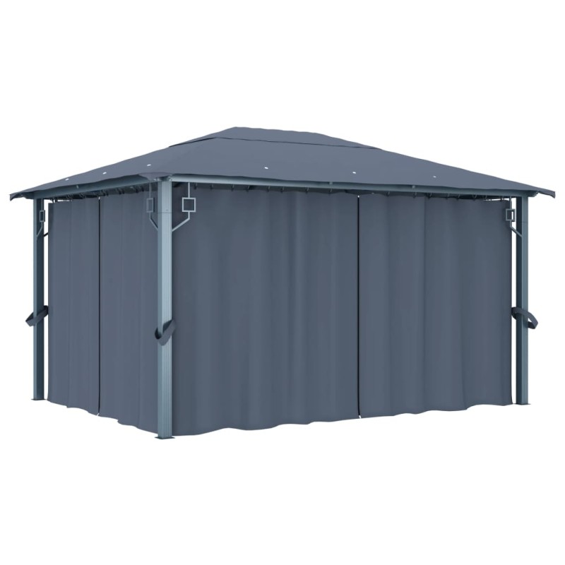 Gazebo com cortina 400 x 300 cm alumínio antracite-Toldos e gazebos-Home Retail