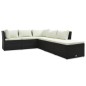 4 pcs conjunto lounge jardim c/ almofadões vime PE castanho