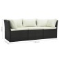 4 pcs conjunto lounge jardim c/ almofadões vime PE castanho