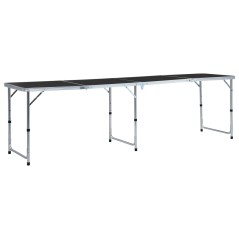 Mesa de campismo dobrável 240x60 cm alumínio cinzento