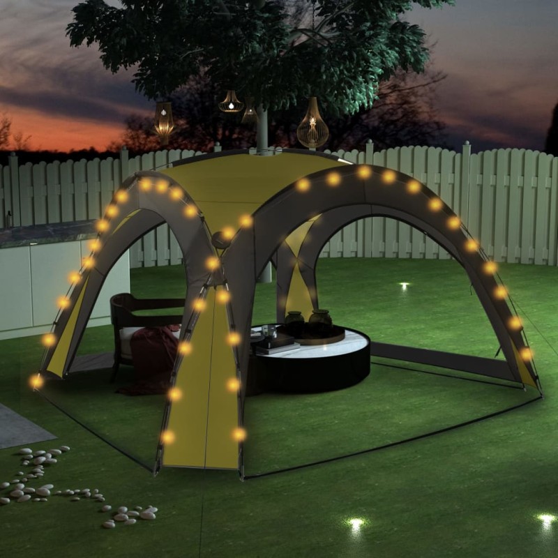 Tenda festas com LEDs e 4 paredes laterais 3,6x3,6x2,3 m verde-Toldos e gazebos-Home Retail