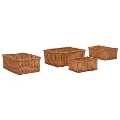 4 pcs conjunto de cestos de encastrar salgueiro castanho