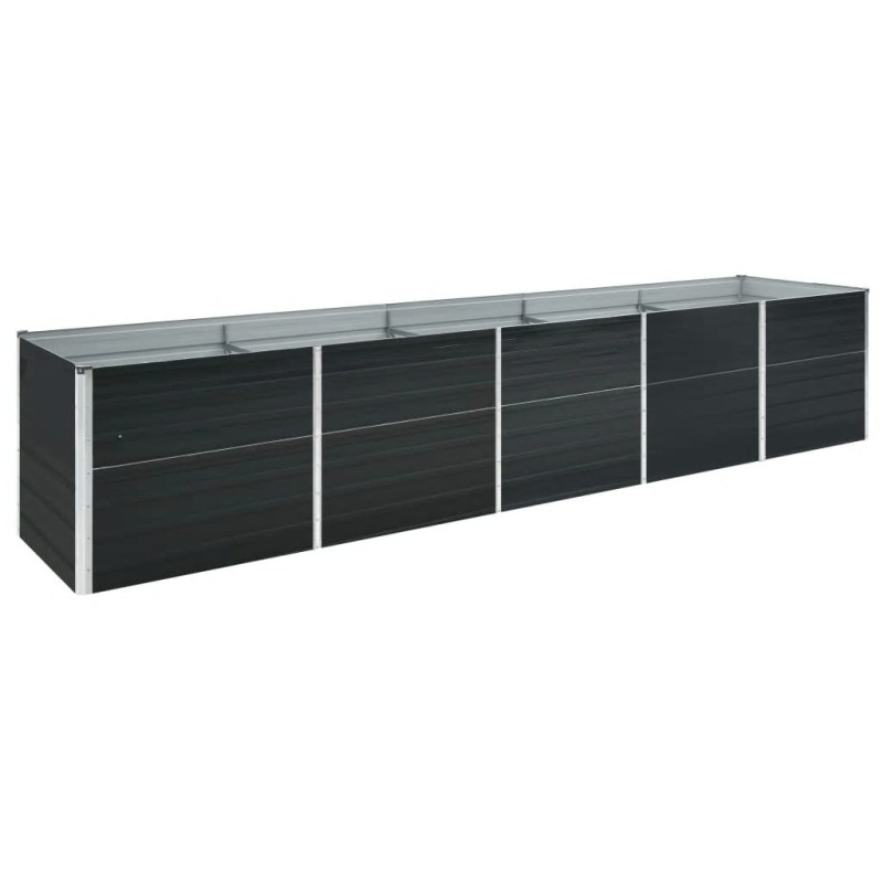 Canteiro elevado jardim aço galvanizado 400x80x45 cm antracite-Vasos e floreiras-Home Retail