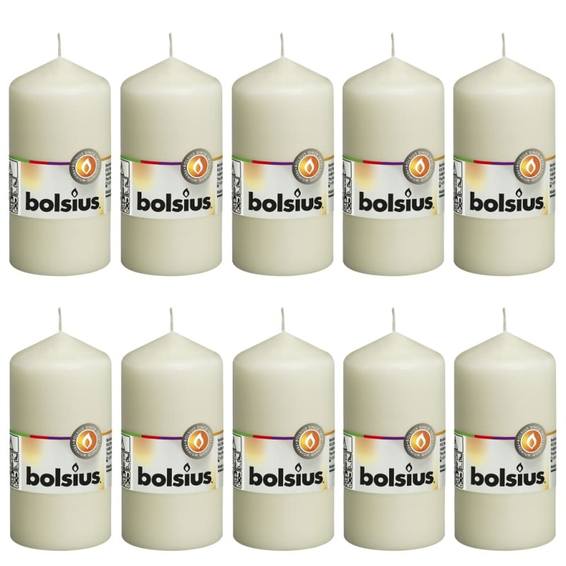 Bolsius Velas cilíndricas 10 pcs 120x58 mm marfim-Velas-Home Retail