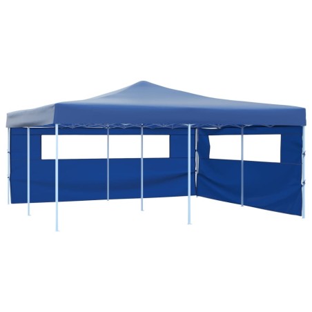 Tenda dobrável com 2 paredes laterais 5x5 m azul