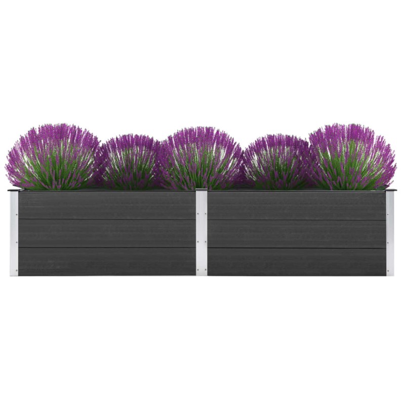 Canteiro elevado de jardim 250x50x54 cm WPC cinzento-Vasos e floreiras-Home Retail