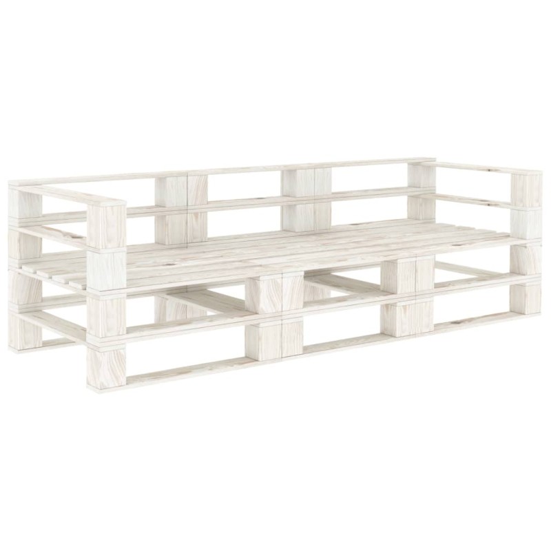 Sofá de paletes para jardim 3 lugares madeira branco-Sofás para exterior-Home Retail