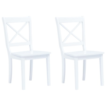 Cadeiras de jantar 2 pcs seringueira maciça branco