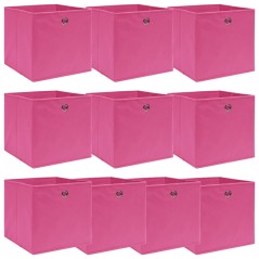 Caixas de arrumação 10 pcs 32x32x32 cm tecido rosa