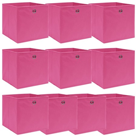 Caixas de arrumação 10 pcs 32x32x32 cm tecido rosa