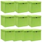 Caixas de arrumação com tampas 10 pcs 32x32x32 cm tecido verde