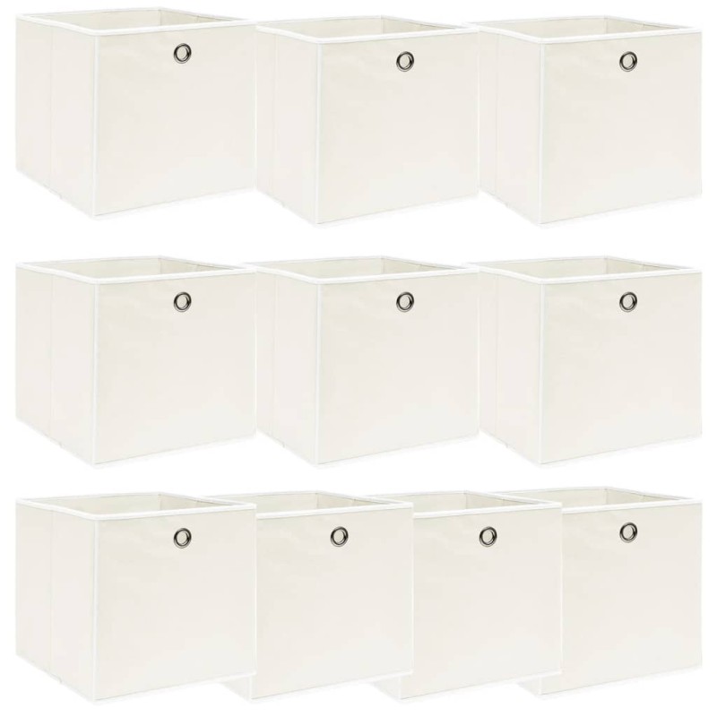 Caixas de arrumação 10 pcs 32x32x32 cm tecido branco-Cestos para complementos-Home Retail