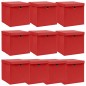 Caixas de arrumação com tampas 10pcs 32x32x32cm tecido vermelho