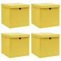 Caixas de arrumação com tampas 4pcs 32x32x32 cm tecido amarelo