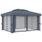 Gazebo com cortina 4x3 m alumínio antracite