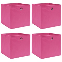 Caixas de arrumação 4 pcs 32x32x32 cm tecido rosa