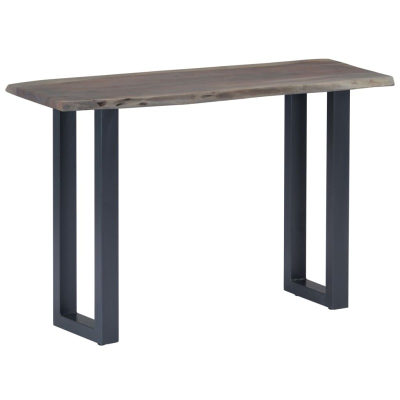 Mesa consola 115x35x76 cm acácia maciça e ferro cinzento-Mesas de apoio-Home Retail