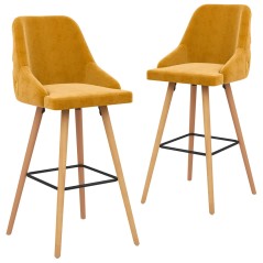 Bancos de bar 2 pcs veludo amarelo