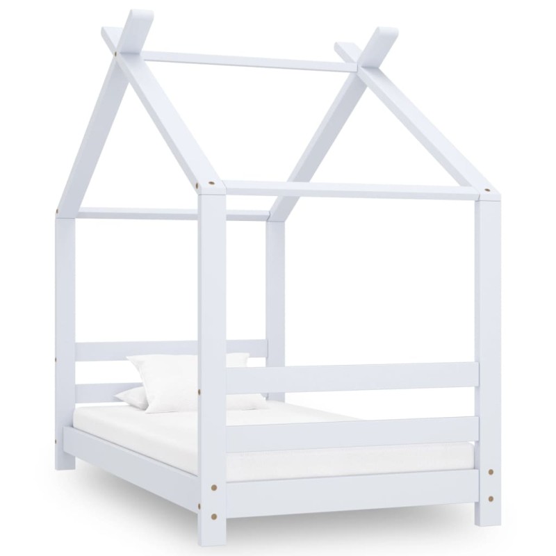 Estrutura de cama para crianças 70x140 cm pinho maciço branco-Berços e camas infantis-Home Retail