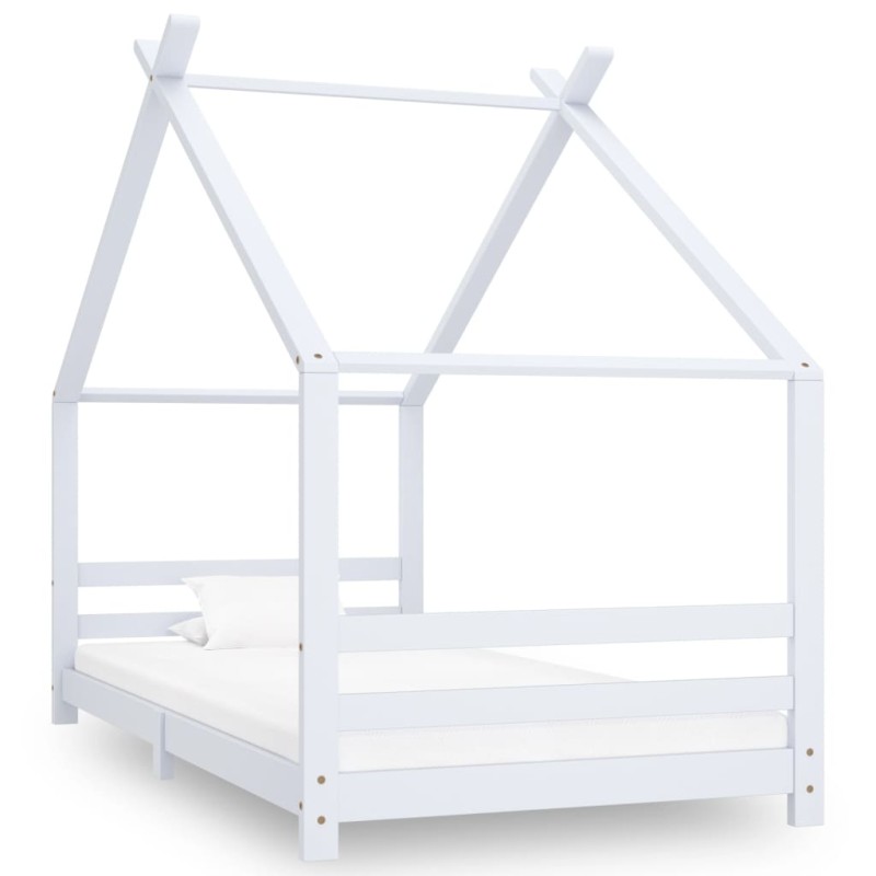 Estrutura de cama para crianças 90x200 cm pinho maciço branco-Berços e camas infantis-Home Retail