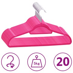 20 pcs conjunto de cabides antiderrapantes veludo rosa