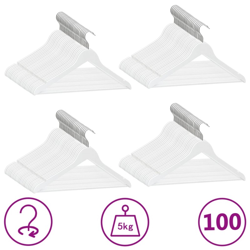 100 pcs conjunto de cabides antiderrapantes madeira branco-Cabides-Home Retail