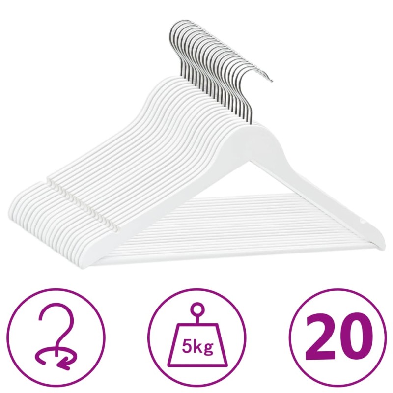 20 pcs conjunto de cabides antiderrapantes madeira branco-Cabides-Home Retail