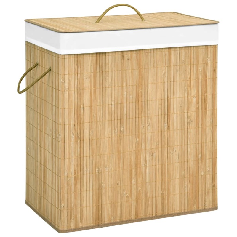 Cesto para roupa suja c/ 2 secções 100 L bambu-Cestos para lavandaria-Home Retail