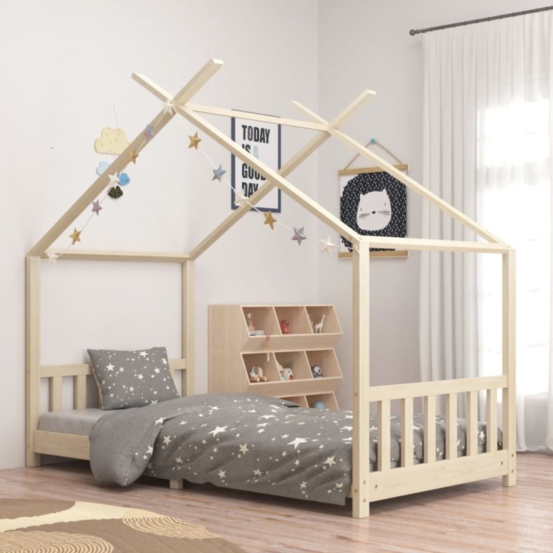 Estrutura de cama para crianças 90x200 cm pinho maciço-Berços e camas infantis-Home Retail