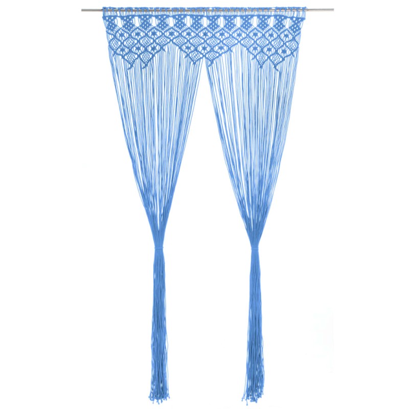 Cortina em macramé 140x240 cm algodão azul-Persianas e cortinas-Home Retail