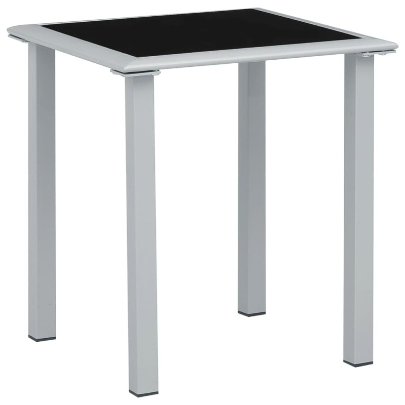 Mesa de jardim 41x41x45 cm aço prateado e vidro preto-Mesas de jardim-Home Retail