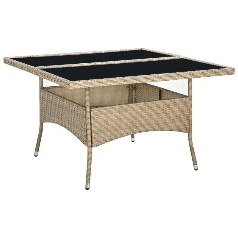 Mesa de jantar para exterior vime PE e vidro bege-Mesas de jardim-Home Retail