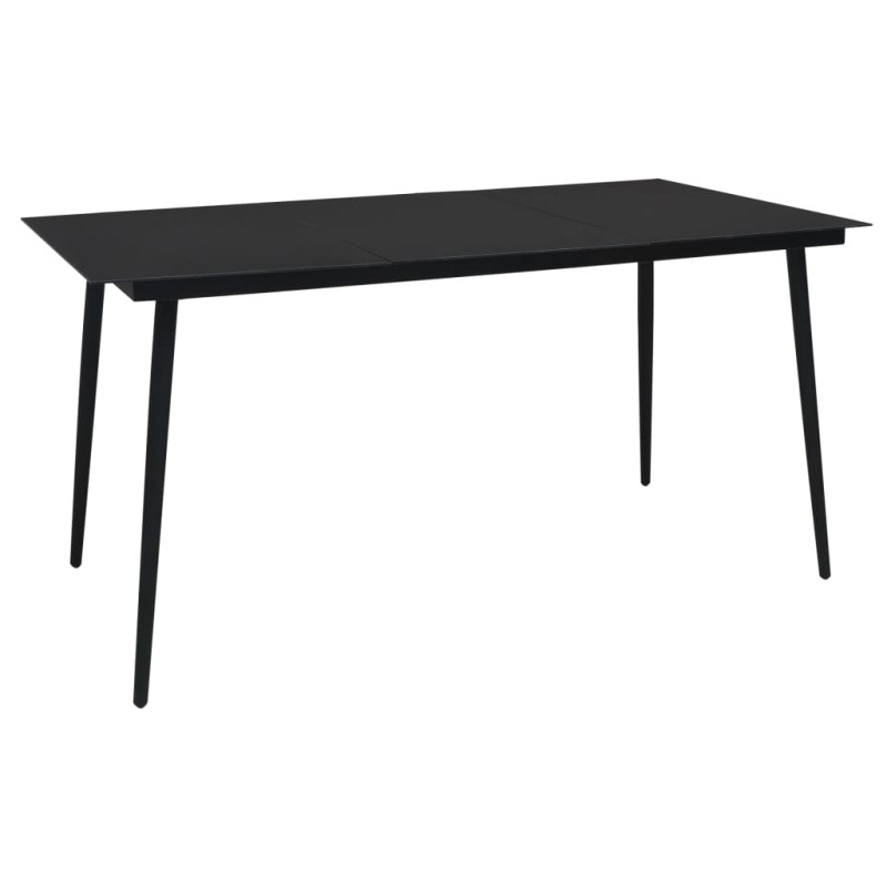 Mesa de jantar para jardim 190x90x74 cm aço e vidro preto-Mesas de jardim-Home Retail