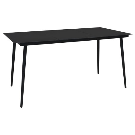 Mesa de jantar para jardim 190x90x74 cm aço e vidro preto