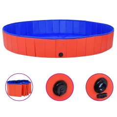 Piscina para cães dobrável 200x30 cm PVC vermelho