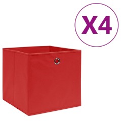 Caixas arrumação 4 pcs 28x28x28 cm tecido-não-tecido vermelho