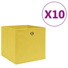 Caixas arrumação 10 pcs 28x28x28 cm tecido-não-tecido amarelo