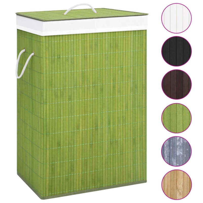 Cesto para roupa suja c/ 2 secções 72 L bambu verde-Cestos para lavandaria-Home Retail