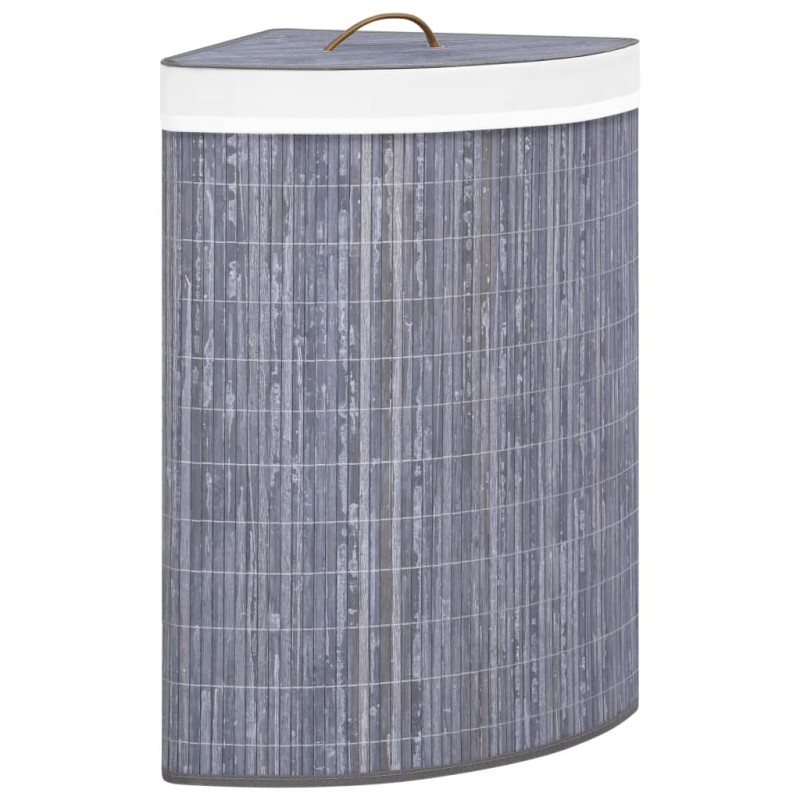 Cesto de canto para roupa suja 60 L bambu cinzento-Cestos para lavandaria-Home Retail