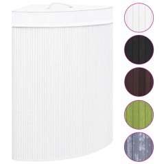 Cesto de canto para roupa suja 60 L bambu branco