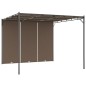 Gazebo jardim c/ cortina lateral 3x3x2,25m cinzento-acastanhado