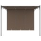 Gazebo jardim c/ cortina lateral 3x3x2,25m cinzento-acastanhado